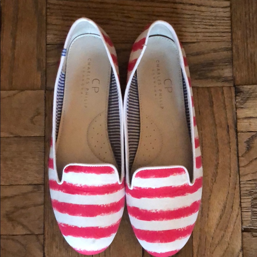 Charles Phillip pink and white smoking slippers